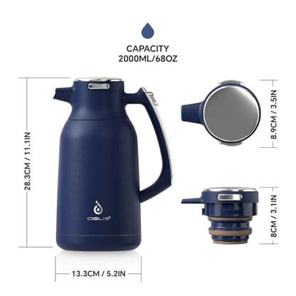 IDEUS Thermal Coffee Carafe 68oz, Beverage Dispenser Navy Blue - color: Navy Blue, size: 68 Ounces