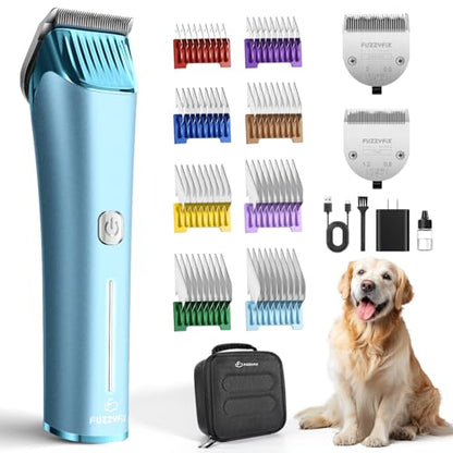 Professional Dog Grooming Clipper with 5-in-1 Replacement Blade - color: Blue