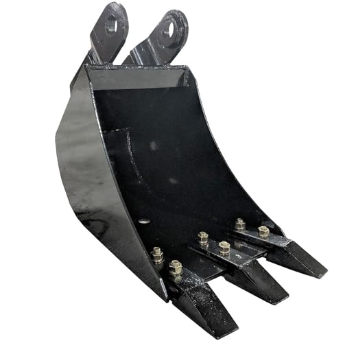 Titan Attachments Fronthoe Bucket Fits Mini Skid Steer Fronthoe Backhoe Excavator, Bolt-on Forged Carbon Steel Teeth, Drainage Holes - size: Bucket Size: 12"
