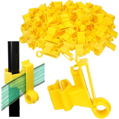 Chunful 200 Pcs T-Post Poly Tape Insulator Large Snap T-Post Holding Electric Fence Insulator for Farm Fence (Yellow) - color: Yellow
