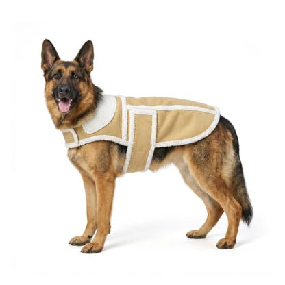 NAMSAN Winter Dog Coat Large Breed, Sherpa Fleece Large Dog Jacket for Cold Weather, Warm Dog Vest with Leash Hole, Snowproof Doggy Clothes, Adjustable, Easy to Wear, XL - size: XL (Chest:29 in-34 in)