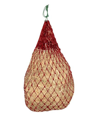 Set of 2 52" Eager Feeder Hay Nets with 2" Holes, Fits 6-8 Flakes of Hay, Includes Steel Snaps for Easy Hanging (52", Red) - color: Red