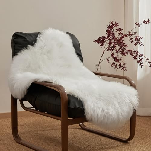 Ashler Faux Fur Rug, White, 2x3 Ft, Machine Washable - color: C-white, size: 2" x 3" (Oval)