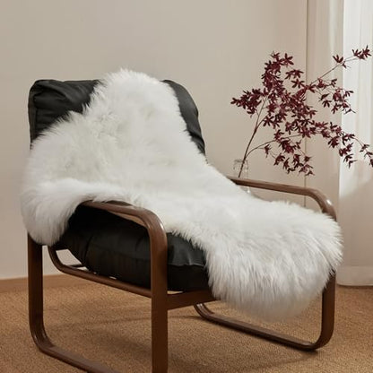Ashler Faux Fur Rug, White, 2x3 Ft, Machine Washable - color: C-white, size: 2" x 3" (Oval)