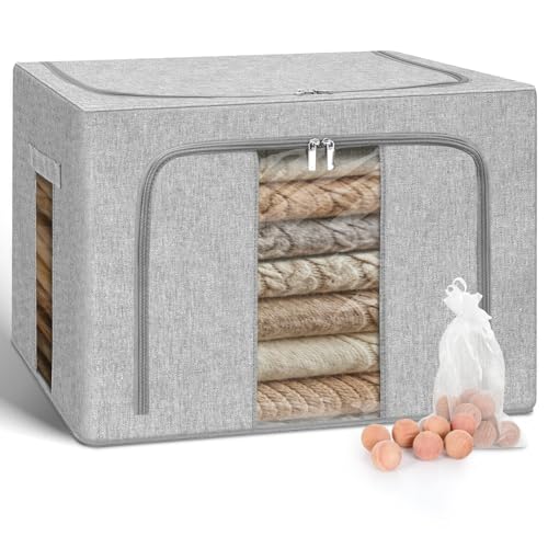 Cirhy 66L Cashmere Sweater Storage Bag with Steel Frame, Grey - style: 60L-Grey-1pcs
