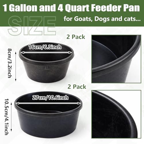 Sadny 4 Pcs Rubber Feed Pan, 1 Quart/0.25 Gallon and 4 Quart/1 Gallon - size: 1 Quart/0.25 Gallon and 4 Quart/1 Gallon