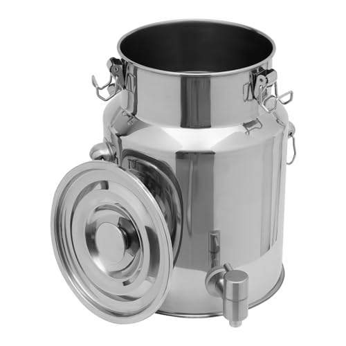 10L/2.64Gal Stainless Steel Beverage Storage Dispenser with a Spigot Milk Can Drink Jug Dispenser with Hangable Lid, 7.87 * 11.81in (Silver - 10L/2.64Gal) - color: Silver - 10L/2.64Gal