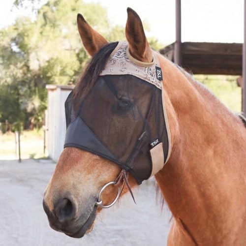 TSZ Fly Free Ride Horse Fly Mask Standard - UV-Resistant Breathable Mesh
