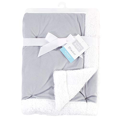 Hudson Baby Unisex Baby Plush Mink and Sherpa Blanket, Gray White, One Size - color: Gray White, size: One Size
