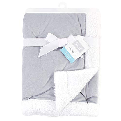 Hudson Baby Unisex Baby Plush Mink and Sherpa Blanket, Gray White, One Size - color: Gray White, size: One Size
