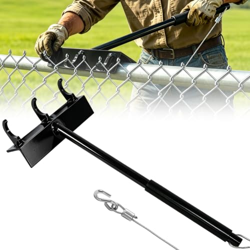 Heavy Duty Chain Link Fence Top Rail Stretcher Tool with 3 Hooks - color: Black