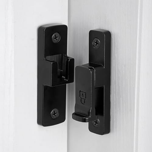 Black 90 Degree Barn Door Lock ，Right Angle Door Lock Latch - color: Black_90 Degree