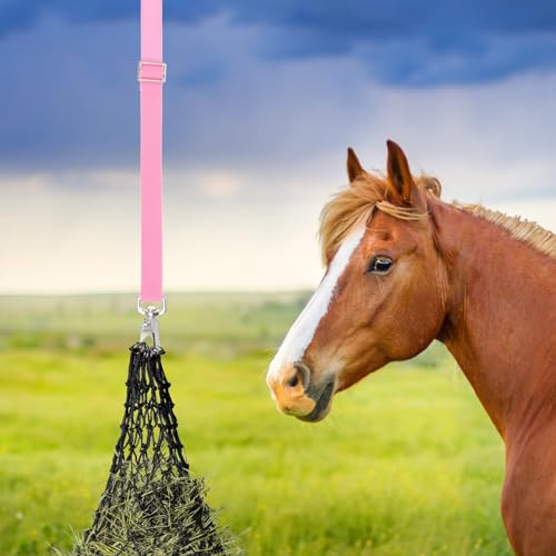 Ipetboom Adjustable Bucket Strap Reusable Bucket Hanger Strap with Swivel Clip Wear-Resistant Feeder Accessory for Horse Feed Buckets Nets Gates Fence Posts Stall Use 21.25in
