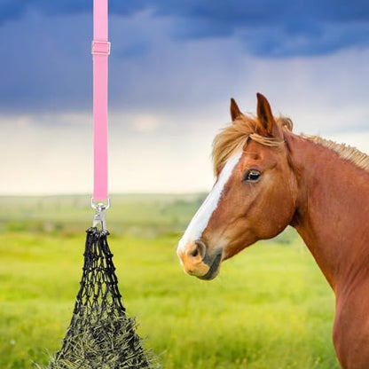Ipetboom Adjustable Bucket Strap Reusable Bucket Hanger Strap with Swivel Clip Wear-Resistant Feeder Accessory for Horse Feed Buckets Nets Gates Fence Posts Stall Use 21.25in