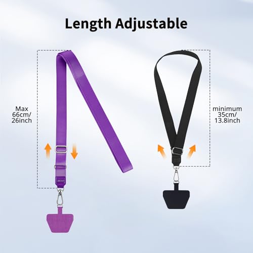 CACOE Phone Lanyard, Black+Purple, 2 Pcs - color: Black+purple, size: 21.65"