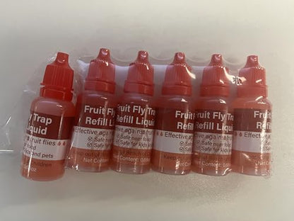 12 Pack Natural Fruit Fly Trap Refill Liquid, Wasp Bee Trap Refill Liquids, Effective Mosquito Gnat Fly Refill Liquid for Indoor Outdoor Tabletop Kitchen Plant, Safe Near Food & Kids, 0.68oz/ Bottle