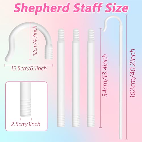 Shepherd Staff,Plastic Crook Cane Walking Stick Hook Prop for Adult Halloween Cosplay,Dress Up Party,Nativity Costume Accessory,40 Inch,White - color: White