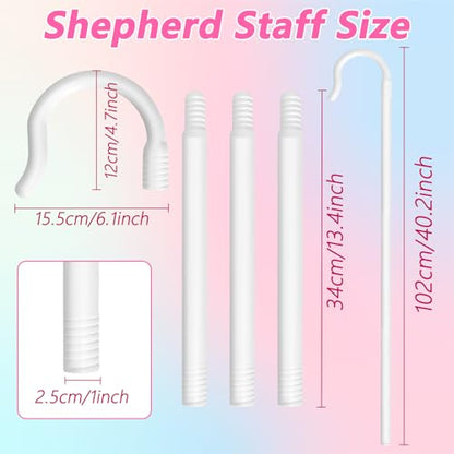 Shepherd Staff,Plastic Crook Cane Walking Stick Hook Prop for Adult Halloween Cosplay,Dress Up Party,Nativity Costume Accessory,40 Inch,White - color: White