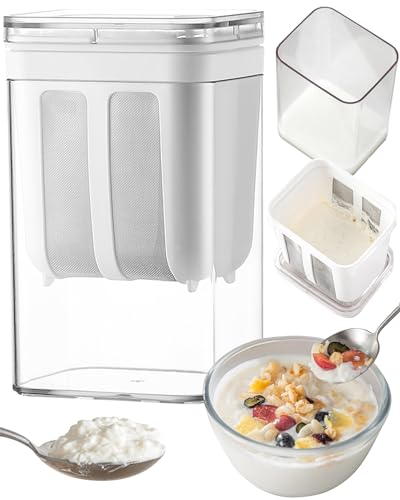 19oz Greek Yogurt Strainer with Stainless Steel Fine Mesh Bag & Lid, 1Pack - color: 1PACK