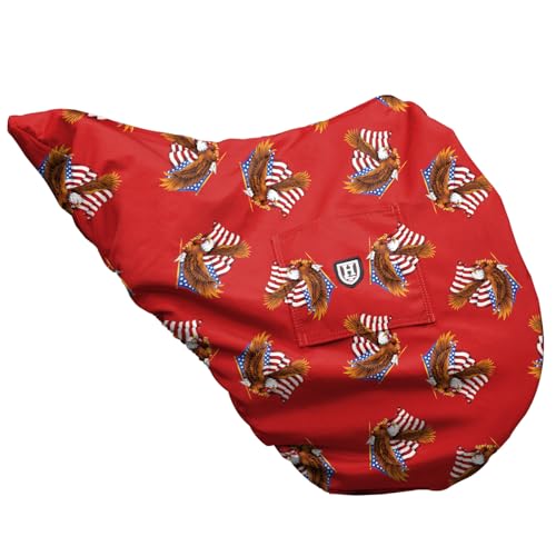 Harrison Howard Premium English Saddle Cover, Waterproof & Breathable Fleece-Lined Protective Saddle Cover - color: Patriot Eagle, size: Dressage-One Size