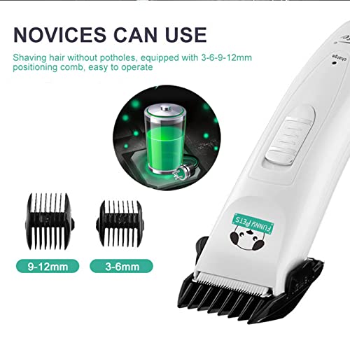 Dog Clippers Low Noise for Grooming, Electric Pet Shaver with USB Rechargeable, Dog Grooming Clippers Dog Shears for Small Medium Large Dogs Cats,White