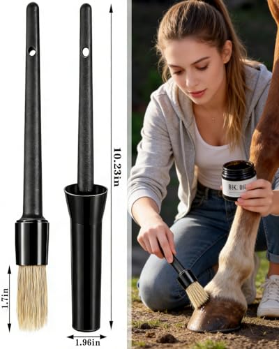 Hoof Oil Brush for Horses, 2 Pack Natural Hoof & Face Brush with Cap