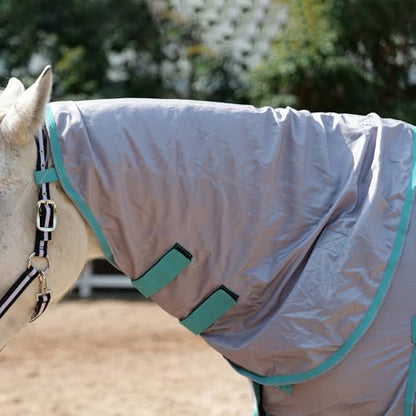 Horse Fly Sheet with Removable Neck Cover & Belly Wrap, Fine Mesh - color: Grey, size: 84