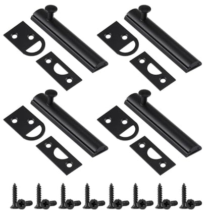 Lothee 2" 4 Pcs Brass Surface Bolt Door Latch, Matte Black - color: Matte Black, size: 2 Inch