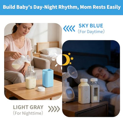 Syntic 2 Pack 16 Oz Glass Breastmilk Storage Bottles with Pour Spouts - color: 2 Set-Light Blue/Light Gray