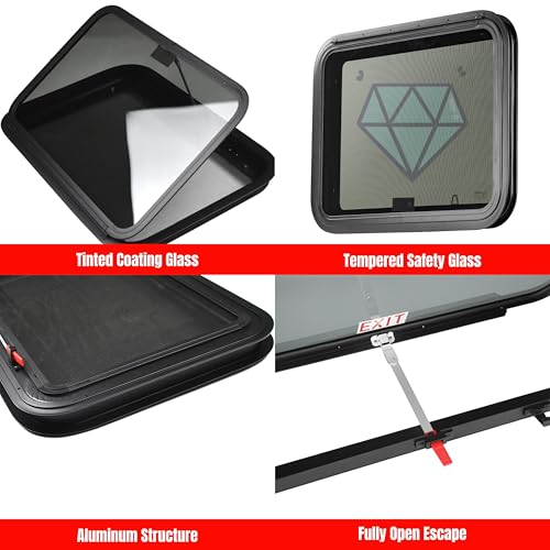 RV MURTS Trailer Emergency Pop Out Window w/Screen & Trim Kit, 30"x20". - size: RV Exit Window 30×20（1-1/2)