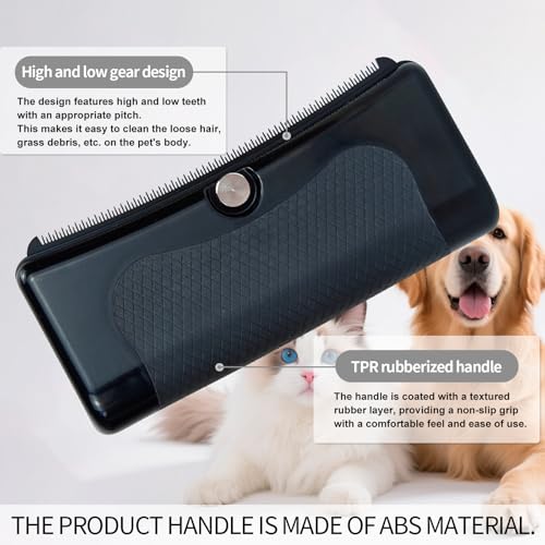 Pet Deshedding Brush for Dogs Cats Rabbits Horses, Gentle Grooming Tool | Effectively Removes Undercoat & Loose Hair & Matted Fur with Ergonomic Handle