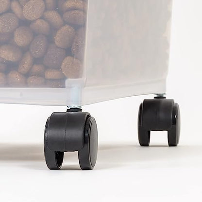 Amazon Basics Airtight Pet Food Storage Container with Scoop, BPA Free, Removable Wheels, 69 QT, Gray - size: 69 QT