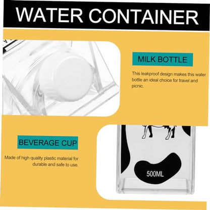 Cabilock Printed Milk Bottle 8.07In Leakproof Milk Storage Container Compact Beverage Jug for Cold Drinks Juice Tea Portable Travel and Refrigerator Use