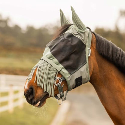 HORZE Fly Mask with Detachable Nose Fringe - Sea Spray - S - color: Sea Spray, size: S