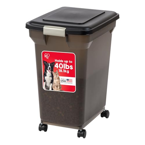 IRIS USA Dog Food Storage Container, Up to 40 lbs, Smoke, Made in USA - color: Smoke, size: 40 lbs