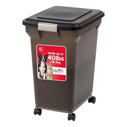 IRIS USA Dog Food Storage Container, Up to 40 lbs, Smoke, Made in USA - color: Smoke, size: 40 lbs