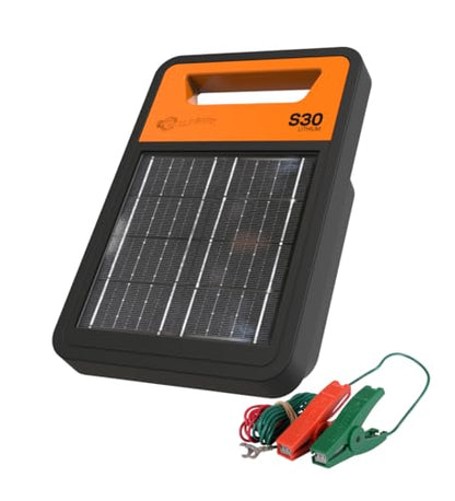Gallagher S30 Solar Electric Fence Charger with 1,640 Ft Poly Wire | Complete Electric Fencing Kit for Livestock, Small Pastures, and Predator Control | Solar Powered Energizer with Bonus Polywire Rol