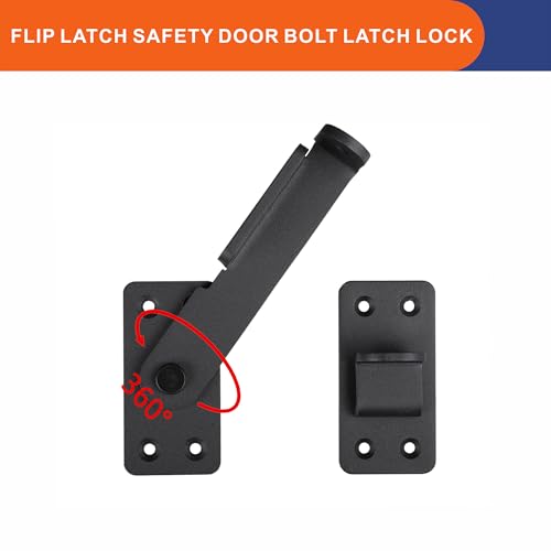 Flip Latch Lock,90 Degre Heavy Duty Gate Latch with Padlock Hole,Safety Door Bolt Latch Lock,Barn Door Lock Suitable for Wooden Fences,cabinets, bathrooms, Toilets, Windows, etc. - size: 1 Piece