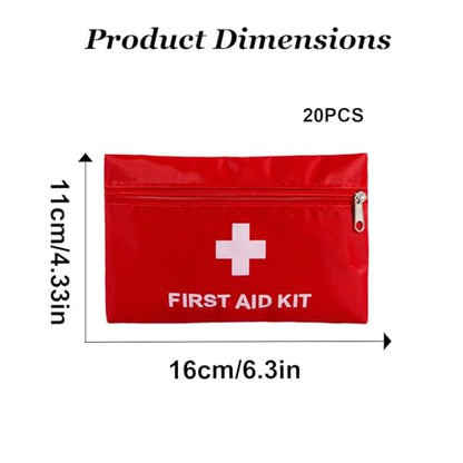 QCWN 20 Pack Empty First Aid Bag Mini Medical Kit Pouch Small Travel Emergency Survival Storage Bags for Car Home Hiking Camping Waterproof Red - size: 20 Pack