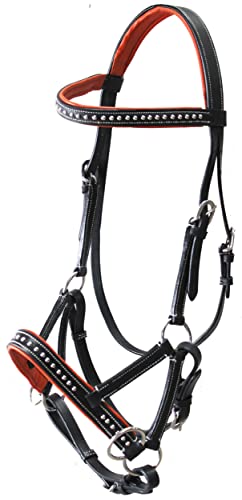 CHALLENGER Horse Western Horse Western English Leather Bitless Sidepull Bridle Reins Orange 7708OR-F