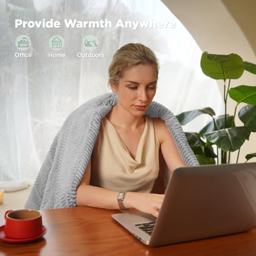 Templewet Heated Blanket Throw 50" x 60",Fluffy Electric Blanket,Blue | Timer Settings,Auto Off,Soft Sherpa Heated Throw Blanket,Machine Washable,Fast Heating for Sofa Bed Office Use,Gifts for Mom - color: Frosty Blue