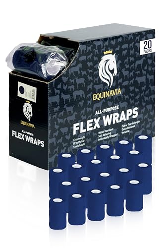 Equinavia 20 Pack Self Adhesive Bandage Wrap, 4 Inch Vet Wrap for Horses - color: Blue