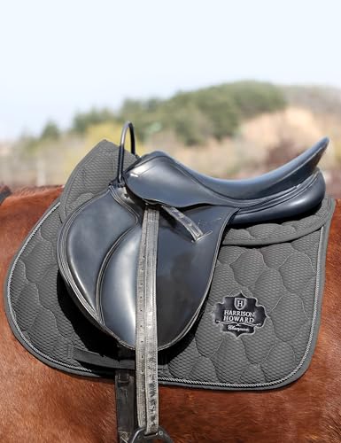 Harrison Howard 3D Air Mesh Saddle Pad for Horses – Breathable Shock-Absorbing All-Purpose English Saddle Pad - color: Grey