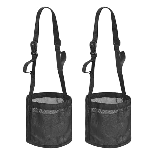 Horse Feed Bag, Horse Muzzle Hay Bags with Adjustable Strap Nylon Mesh Waterproof Bottom Grain Horses Bag, (Black, S,2 Pcs), Intended for Feeding Grain/Powder/Hay - color: Black, size: S