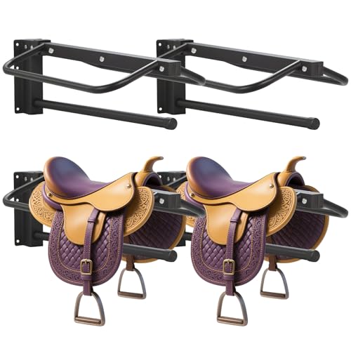 Sidasu 4 Pack Thickened Saddle Rack, Wall Mounted Saddle Stand with Pad Bar | Heavy Duty Steel Construction,Detachable Design,Fits Western & English Style Saddles,Ideal for Barns Stables Garages - size: 4 Pack
