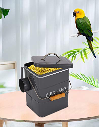 Geyecete Bird Feeder,Bird Food Jar Pet Food Storage Airtight Food Storage Container-Gray - color: Gray