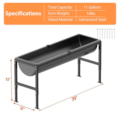 Livestock Water Trough 12 Gallon | Animal Waterer with Adjustable Stand, Easy to Assemble and Carry, Feeding Goat, Sheep, Horse, Dog in Farm - size: 1 PC