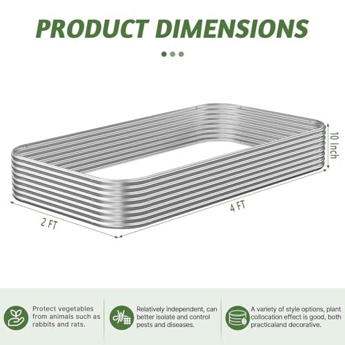 3 Pack Corrugated Galvanized Steel Raised Garden Bed Outdoor, Metal Above Ground Garden Bed for Vegetables and Flowers, Raised Beds for Gardening-4x2FT - size: 4x2FT