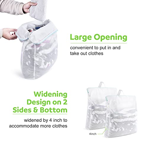 OTraki 2 Pack Large Mesh Laundry Bag with Handles 16x20 inch, White - size: 16 x 20 inch