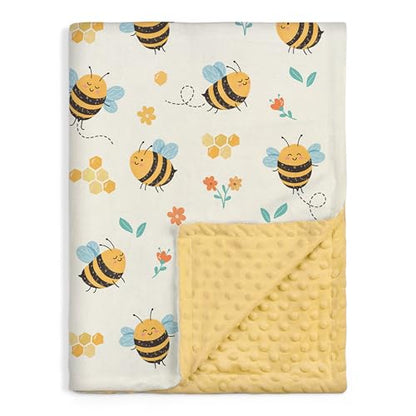 Bee Kid Blankets for Girls - 30 x 40 Soft Minky Blanket with Double Layer Dotted Backing - Gifts for Girl on Birthday Christmas - color: Bee 1